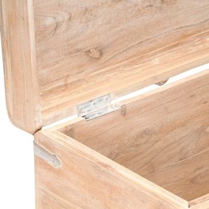 Coffre de rangement en bois d'acacia massif finition blanche 35,4 x 15,7 x 15,7 po, boîtes à vêtements - Product Image 6