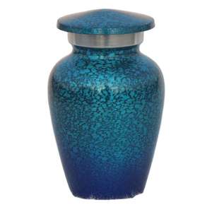 Elegante Urna Conmemorativa de Metal con Acabado en Mármol Azul Medianoche y Tapa Plateada para Cenizas de Cremación - Product Image 6