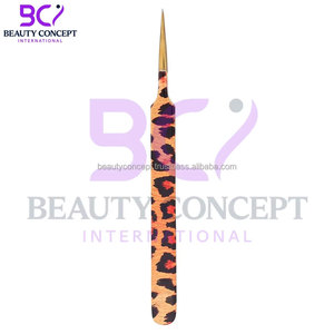 Pinzas para Pestañas con Diseño de Leopardo para Artistas de Pestañas, Pinzas Rectas y Curvas para Extensión de Pestañas, Pinzas para Injerto de Pestañas - Product Image 6