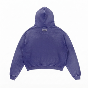 Sudadera con Capucha de Felpa de Algodón Grueso de 500 GSM, Color Morado Vintage, con Logotipo Bordado Personalizado con Impresión Puff, OEM - Product Image 2