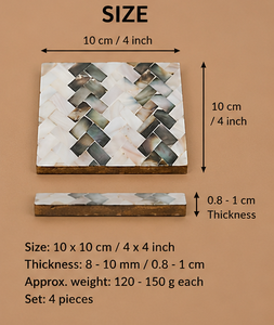 Ensemble de sous-verres carrés en mosaïque de nacre faits à la main pour tasses à café et boissons - Product Image 4