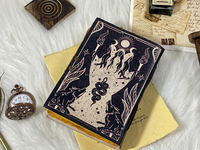 Cuaderno de hechizos en blanco Shadow hecho a mano, de cuero de grano completo, con tapa de algodón antiguo, tamaño A5, tapa dura vintage, regalo con lápiz, de fábrica