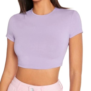 Top corto de algodón con logotipo personalizado para mujer, blusa de Hip Hop para mujer, Jersey transpirable de manga corta para gimnasio, deporte, estilo informal 2025 - Product Image 1