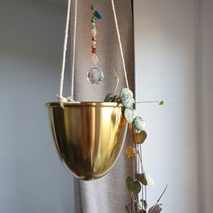 Modern Hanging Plain Metal Flower <b>Pot</b> <b>Oval</b> Pattern Electro Plated Durable Lightweight Medium Capacity for Desktop/Tabletop - Product Image 5