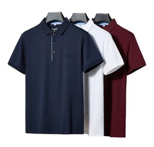 เสื้อเชิ้ตผู้ชายฤดูร้อนแบบใหม่ กระดุมเดี่ยวด้านหน้า สีพื้น ผ้าถักโพลีเอสเตอร์/คอตตอน แห้งเร็ว แขนสั้น สปอร์ต ทักติคอล - Product Image 1