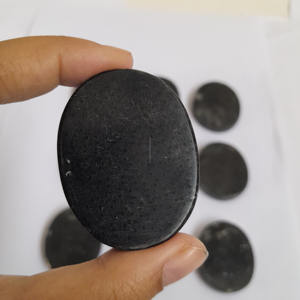 Venta al por mayor de alta calidad Natural Indonesia negro Palma fósil Palma piedra suave forma piedras preciosas artesanía curación cristal 45x35mm - Product Image 1