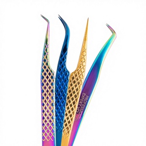 Private <b>Label</b> Japanese Stainless Steel Eyelash Extension Tweezers Sustainable Fiber Tip Lash Volume <b>Application</b> Tweezers - Product Image 1