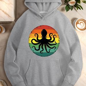Octopus avec des sweats à capuche décontractés pour femmes à rayures rétro - Product Image 3