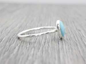 Oval Larimar Sterling Silver <b>Stacking</b> Ring Minimalist Handmade Jewelry Adjustable Women Ring Wholesale Supplier - Product Image 2