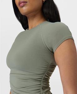 Pull Sexy pour femmes Sports Fitness Yoga Top Manches courtes et séchage rapide Logo personnalisé Offre Spéciale pour les sorties sportives d'été - Product Image 5