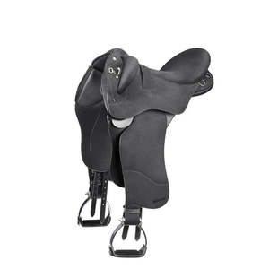 Selle d'obstacle anglaise avec arceau en bois, construction en cuir et quincaillerie nickelée - Product Image 1