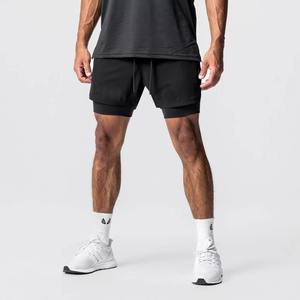 Pantalones Cortos Deportivos 2 en 1 para Hombre, Diseño Sólido, Estilo Jogger, Forro Personalizado, Bolsillos Dobles, 100% Algodón, Casuales - Product Image 3