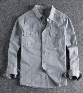 Chemise en flanelle à manches longues pour homme personnalisable, 100% coton, décontractée, unie, respirante, écologique, séchage rapide, coupe ample, automne - Product Image 4