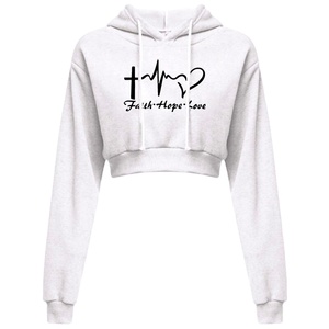 Custom Logo Factory Manufacturer <b>Women's</b> 100% Cotton Crop <b>Top</b> Hoodie Set - Product Image 4