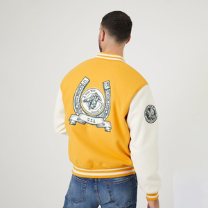 Blouson universitaire d'hiver style slim fit, col montant, logo brodé personnalisé, respirant, séchage rapide, tendance, décontracté, streetwear - Product Image 4