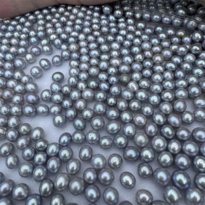 Perlas de Agua Dulce Color Lino de 6-7 mm, Casi Perfectamente Redondas, con Fuerte Brillo, Ligeramente Imperfectas, Cuentas Grises Sueltas - Product Image 3