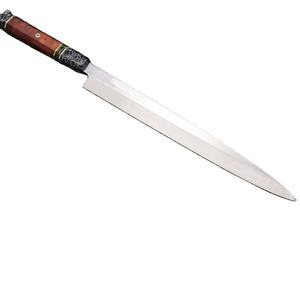 มีดครัวสแตนเลส ใบมีดตรง ปลายแหลม ด้ามไม้ ตกแต่งลาย - Product Image 1