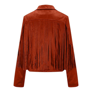 Low MOQ American Western Brown Suede Leather <b>Jacket</b> Front <b>Fringe</b> Tassels Customizable Men's Winter Outdoor Activities <b>Jacket</b> - Product Image 2