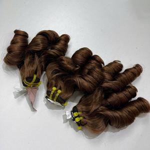 Vente en gros d'extensions de cheveux humains vietnamiens bouncy curl couleur brune Remy de haute qualité 100% à double tissage sans produits chimiques - Product Image 3