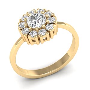 แหวนมอสซาไนต์ทรงกลมชุบทองคำขาว 925 เงินแท้คุณภาพสูง REYES สำหรับผู้หญิง ดีไซน์ดั้งเดิม เครื่องประดับชั้นดี - Product Image 2