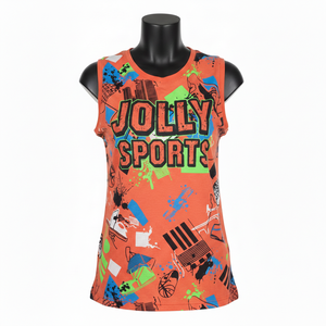 เสื้อยืดกีฬาแขนกุดผู้หญิง ผ้าเจอร์ซีย์เนื้อเนียน พิมพ์ลายกราฟิก โลโก้สั่งทำ เสื้อกล้ามแขนกุด เสื้อผ้าฝ้ายผู้หญิง - Product Image 1