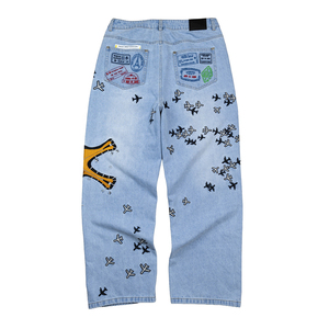 Custom Embroidery Flare Denim <b>Jeans</b> Ultra-<b>Soft</b> Breathable Eco-Friendly Women Embroidery Premium Quality Fabric Quick Dry Cotton - Product Image 1