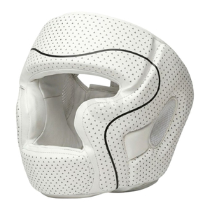 Leather Full Coverage Cheek Protector <b>Boxing</b> Helmet for Kickboxing Gym Training-Lightweight Breathable High-Portability Head - Product Image 2