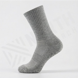 Gray Crew <b>Socks</b> Solid Knitted Breathable Polyester Spandex <b>Men</b> Women Casual Daily Wear Spring Season Standard Thickness - Product Image 3