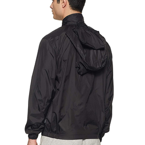 <b>Men's</b> Black Windproof Racer Jacket With Hood Zipper Closure Casual Spring Wear Regular Fit Lightweight Polyester <b>Coat</b> - Product Image 3