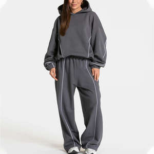 Ensemble de survêtements pour femmes personnalisés, sweats à capuche et pantalons de survêtement contrastés, ensemble de 2 pièces, survêtements pour femmes, ensembles de jogging, ensemble surdimensionné - Product Image 6