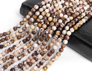 ลูกปัดหินแจสเปอร์ลายม้าลายธรรมชาติจากออสเตรเลีย ทรงกลมเหลี่ยมเพชรพลอย สำหรับทำเครื่องประดับ สร้อยข้อมือ สร้อยคอ DIY - Product Image 3