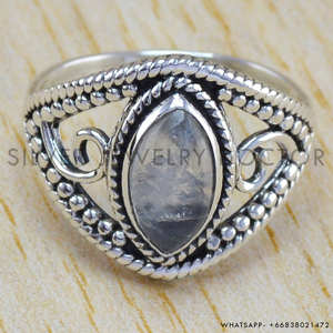 925 Sterling Silver Rings Natural <b>Rainbow</b> Moonstone Gemstone Ring Wholesale Price Silver Jewelry - Product Image 2