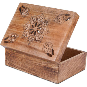 Premium Handcrafted Wooden <b>Incense</b> Box Burner With Antique Brass Lock Carved Hollow Smoke Diffuser Case For <b>Cones</b> And Bakhoor - Product Image 3