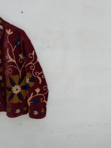 Blazer de Terciopelo con Bordado Floral a Mano, Manga Larga, Largo Regular, Chaqueta de Otoño para Mujer, Cuello Vuelto - Product Image 3