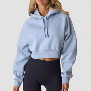 High Quality Custom Logo Cotton <b>Long</b> <b>Sleeve</b> Pullover Women Crop <b>Top</b> Hoodie for <b>Gym</b> Clothing and Outdoor Wear With Private Logos - Product Image 4