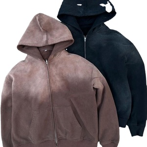 Sweat à capuche avec logo personnalisé pour hommes teints au soleil en coton imprimé High Street Sweats à capuche pour hommes avec lavage à l'acide Street wear - Product Image 3