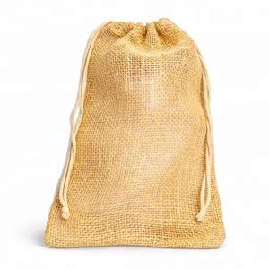 Sac en jute naturel biodégradable avec cordon de serrage, écologique, réutilisable, sac de rangement en toile de jute pour l'emballage des produits alimentaires, vente au détail et en gros - Product Image 1