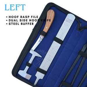 Kit d'outils de ferrage pour le soin des sabots de cheval avec coupe-sabot noir, extracteur de clous, polisseur en acier, couteau à double lame tranchante et râpe - Product Image 3
