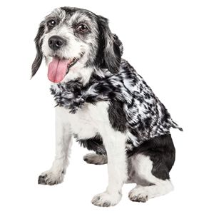 Luxe Paw's Designer Gray <b>Scale</b> Tiger Pattern Mink Fur <b>Dog</b> Coat Jacket Premium Pet Clothes - Product Image 2