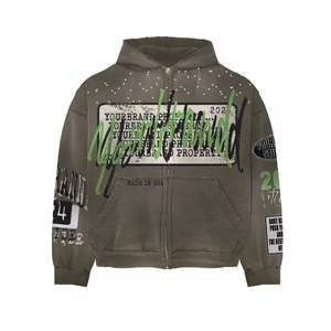 Última Novedad: Sudadera con Capucha Premium Glory Personalizada con Bloques de Color, Corte y Confección, Bordado, Lavado Ácido, Efecto Desgastado, de Tejido Pesado, con Pedrería y Cremallera - Product Image 3