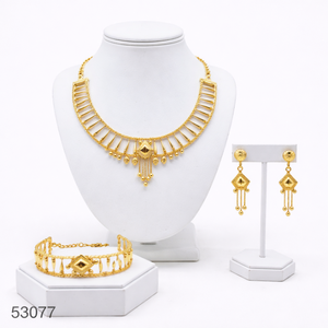 Ensemble collier et boucles d'oreilles pendantes élégants en zircon plaqué or, motif feuille tendance pour femme, avec chaîne corde de 16 pouces 53079 - Product Image 3