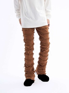 Jeans de mezclilla para hombre, de cintura alta, corte recto, ajustados, desgastados y rasgados, estilo punk, de algodón tejido, para otoño, última colección 2026, de gran demanda - Product Image 4
