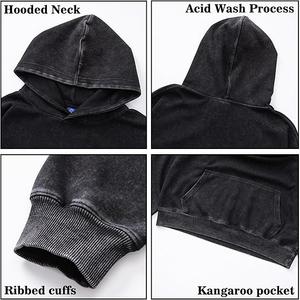 Sudadera cruzada con capucha y acabado lavado ácido, solapa frontal asimétrica, sin cremallera, cintura con lazo, sudaderas relajadas con efecto lavado ácido - Product Image 6