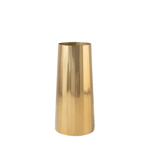 Handmade Iron Flower Vase Stylish Decorative Floral Arrangement <b>Container</b> for Furniture Manufacturers Home DecorMinimalist Brass - Product Image 1