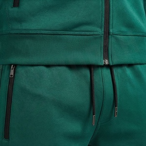 เสื้อฮู้ดซิปผู้ชายสีเขียว ดีไซน์คัลเลอร์บล็อก แขนยาว สวมใส่สบายๆ สำหรับฤดูใบไม้ร่วง มีกระเป๋าข้าง ผลิตจากผ้าโพลีเอสเตอร์ผสมฝ้าย - Product Image 5