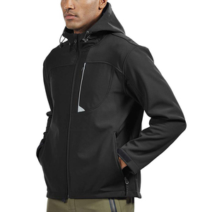 Veste en polaire à capuche noire pour homme, fermeture éclair, coupe-vent, vêtements décontractés pour l'extérieur, saison automne, coupe régulière, matière polyester - Product Image 4