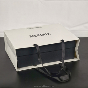 Recycled Luxury Cream Beige Kraft <strong>Paper</strong> Shopping <strong>Bag</strong> <strong>With</strong> Your Own <strong>Logo</strong> Ribbon Handle Bow for Gift Packaging Custom <strong>Printing</strong> - Product Image 2