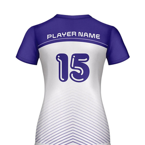 Conjunto de Uniforme de Voleibol Personalizado para Mujer, Morado con Rayas Blancas, Sublimado, 100% Poliéster, Transpirable, Ajustado, Manga Corta - Product Image 2