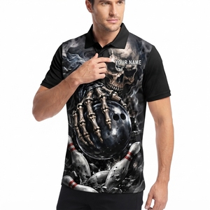 เสื้อโปโลโบว์ลิ่งแบบแห้งเร็ว ผลิตตามสั่ง 100% โพลีเอสเตอร์ เสื้อโปโลซับลิเมชั่นสำหรับผู้ชาย - Product Image 4