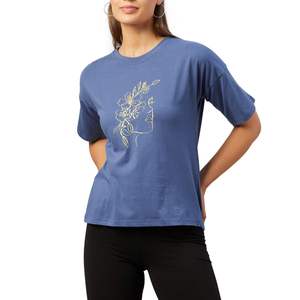 Camiseta Personalizada para Mujer con Estampado Gráfico, 100% Algodón, Diseño Floral Artístico, Cuello Redondo, Manga Corta, Transpirable - Product Image 2